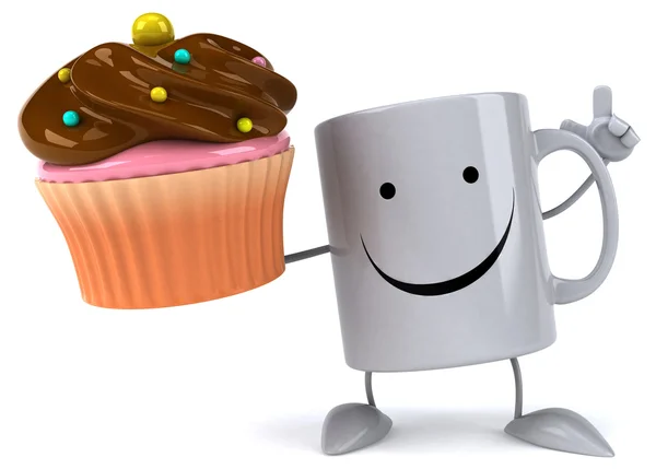 Spaßbecher mit Cupcake — Stockfoto