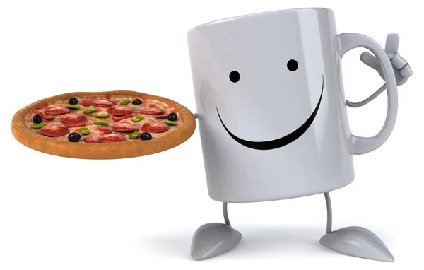 Fun mug with pizza — Stock Photo, Image