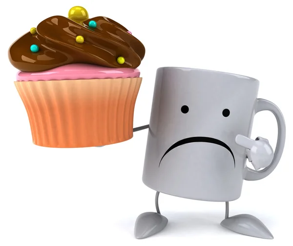 Fun mug with cupcake — Stock Photo, Image