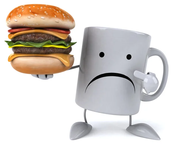 Fun mug with burger — Stock Photo, Image