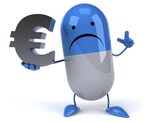 Fun pill with euro sign — Stock Photo, Image