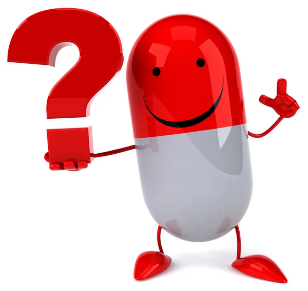 Fun pill with question mark — Stock Photo, Image