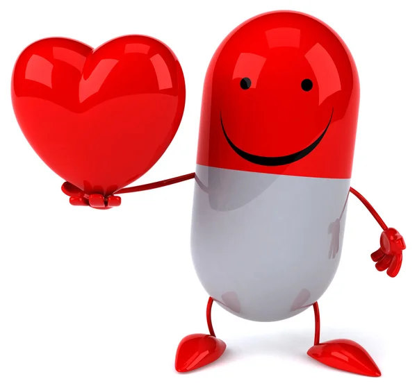 Roliga piller med rött hjärta — Stockfoto