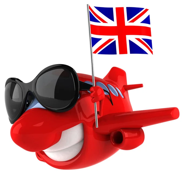 Веселый самолет с флагом Англии — стоковое фото