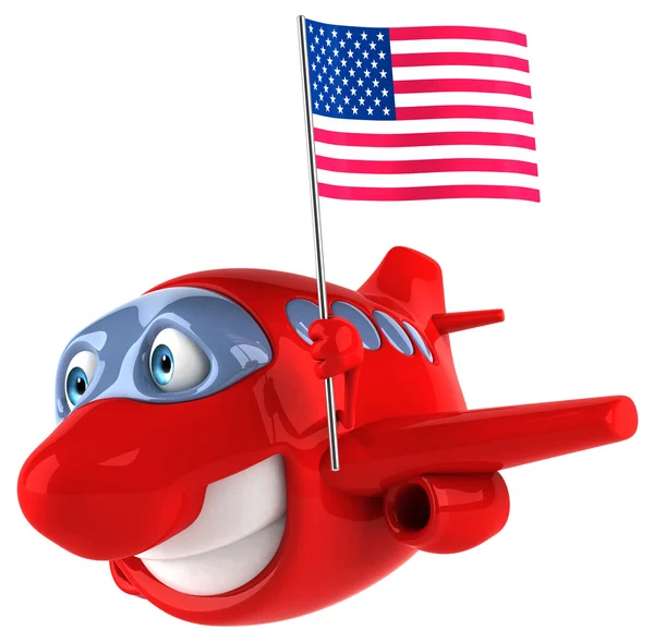 Веселый самолет с флагом — стоковое фото