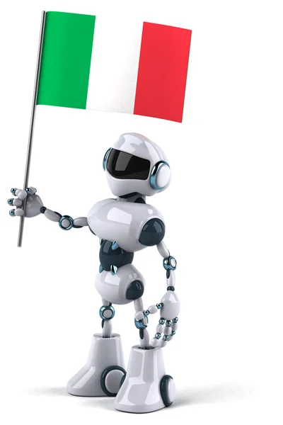 Fun cartoon robot with flag — Stock Photo, Image