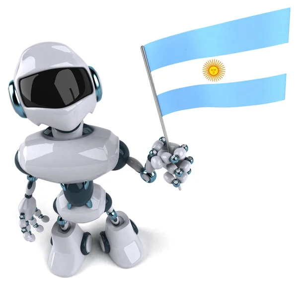 Divertido robot con bandera de Argentina —  Fotos de Stock