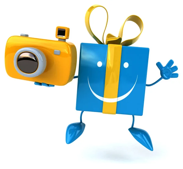 Leuke cartoon cadeau met camera — Stockfoto