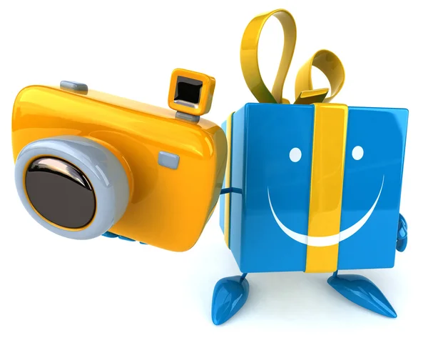 Leuke cartoon cadeau met camera — Stockfoto