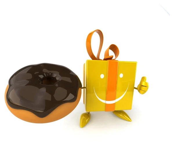 Lustiges Cartoon-Geschenk mit Donut — Stockfoto