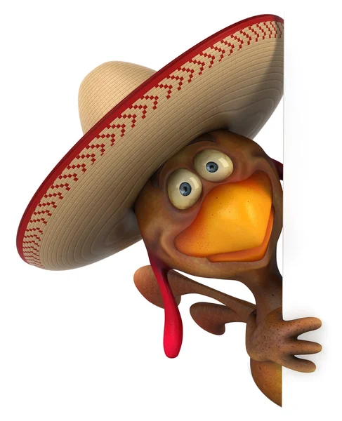 Fun chicken in sombrero hat — Stock Photo, Image