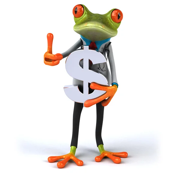 Fin doctor frog with dollar sign — Stock Photo, Image