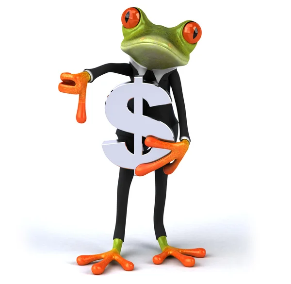 Fun business frog and dollar sign — Stock Photo, Image