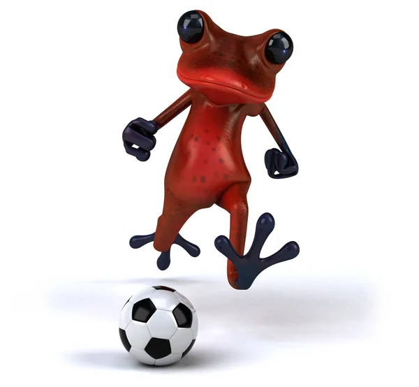 Spaßfrosch mit Fußball — Stockfoto