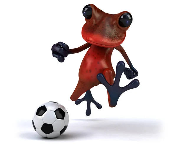 サッカー ボールの楽しいカエル — ストック写真
