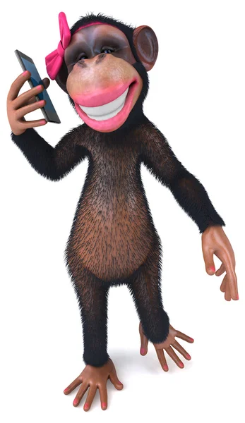 Διασκέδαση μαϊμού με τηλέφωνο — Φωτογραφία Αρχείου