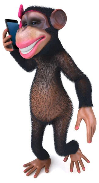 Веселая обезьяна с телефоном — стоковое фото