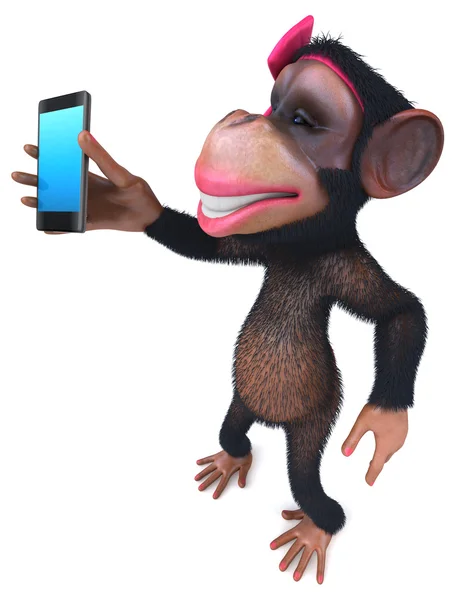 Zabawne małpa z telefonu — Zdjęcie stockowe