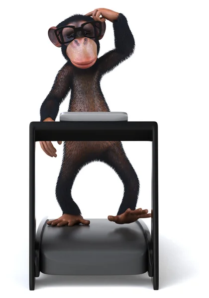 トレッドミルで楽しい猿 — ストック写真