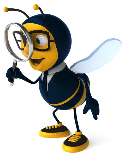 Büyüteç ile eğlenceli arı — Stok fotoğraf