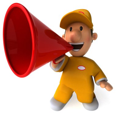 Çizgi film işçi hoparlör ile