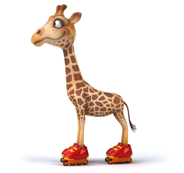Zábavná žirafa na na kolečkových bruslích — Stock fotografie