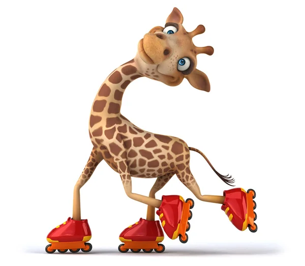 Веселощі жирафа на роликових ковзанах — стокове фото