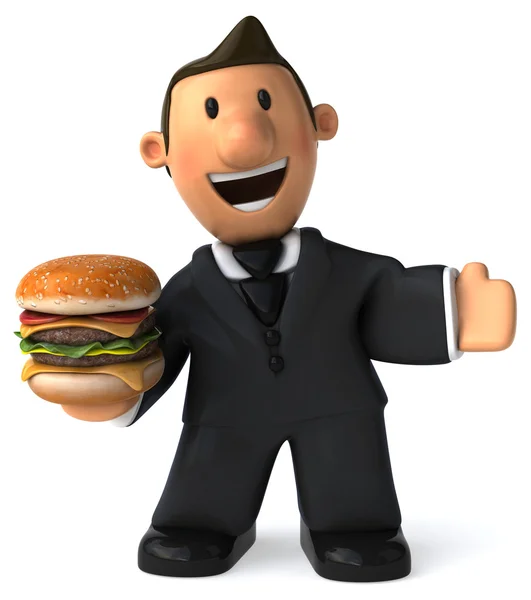 Homme d'affaires avec hamburger — Photo