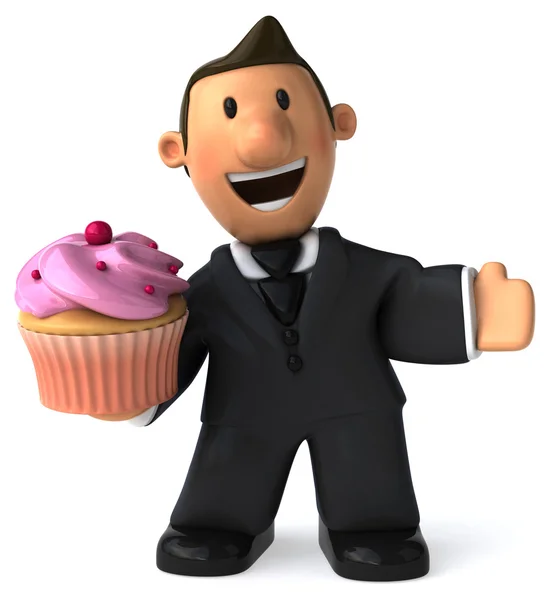 Zakenman met cupcake — Stockfoto