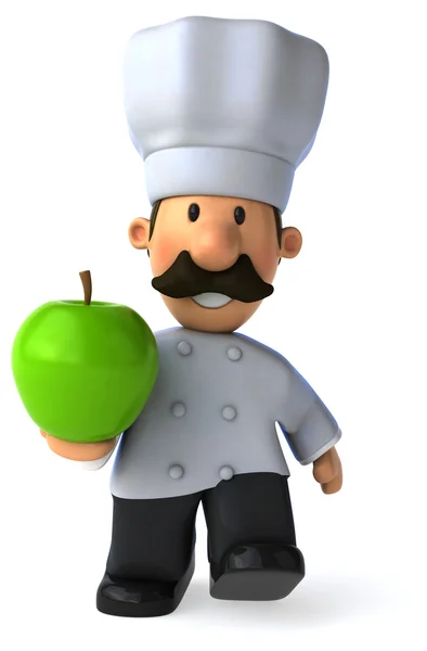Chef dos desenhos animados com uma maçã — Fotografia de Stock