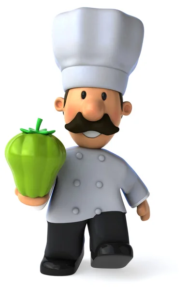 Fun Chef with green pepper — Stock Photo, Image