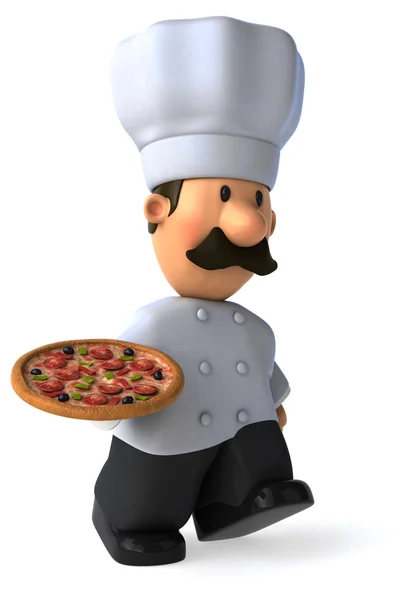 Spaßkoch mit Pizza — Stockfoto