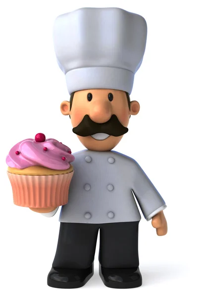 Leuk chef-kok met cupcake — Stockfoto