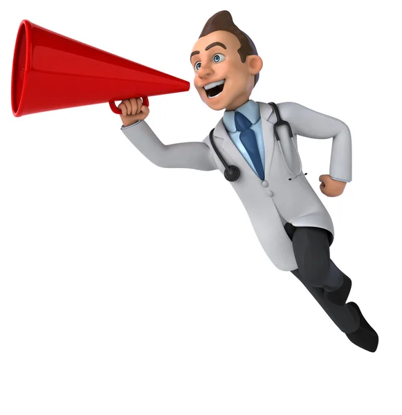 Fun doctor with megaphone — Stock Photo, Image