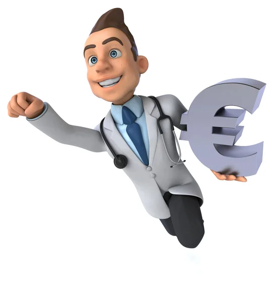 Fun doctor with euro sign — Stock Photo, Image