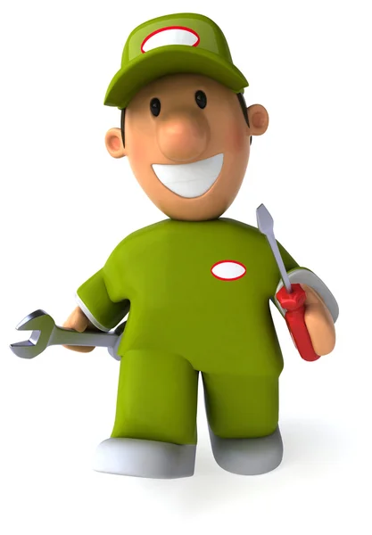 Cartoon worker with tools — Stock Photo, Image