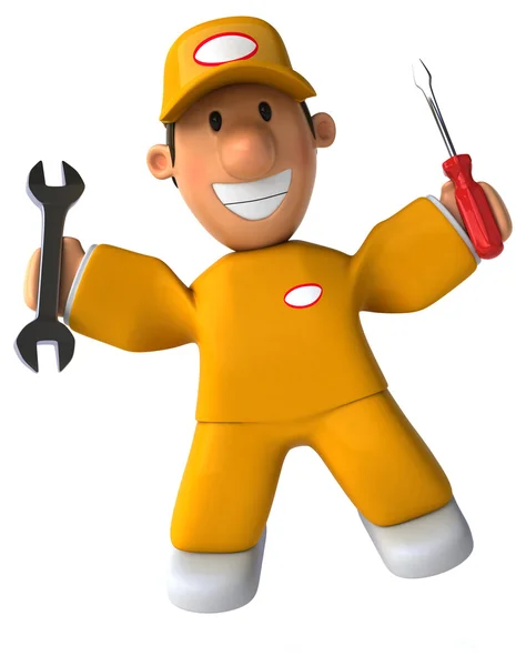 Kreskówka pracownika z narzędzia — Zdjęcie stockowe