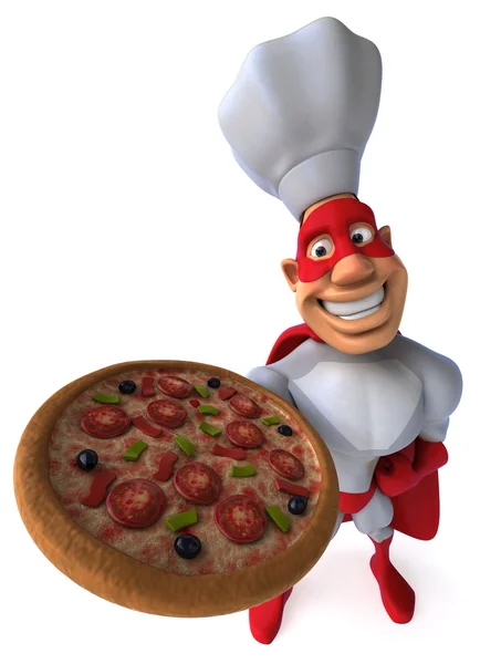 Super chef com pizza — Fotografia de Stock