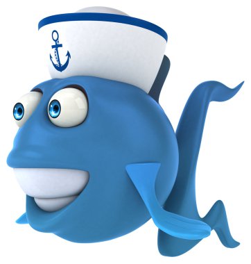 Mavi eğlenceli balık şapka ile