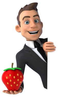 Çilek ile eğlenceli iş adamı