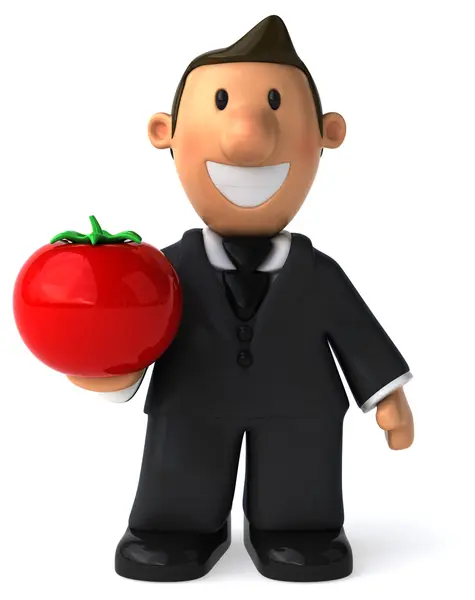 Веселый бизнесмен с помидорами — стоковое фото