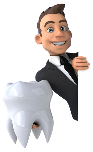 Diversão homem de negócios com dente — Fotografia de Stock