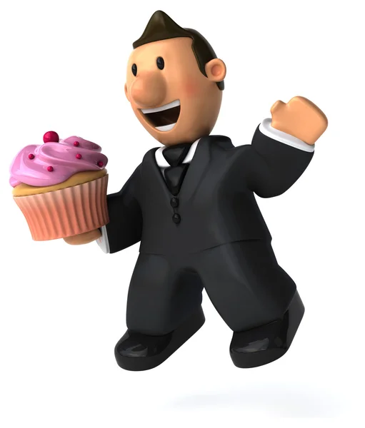 Веселый бизнесмен с кексом — стоковое фото