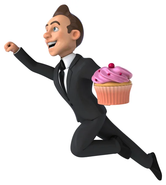 Empresário divertido com cupcake — Fotografia de Stock