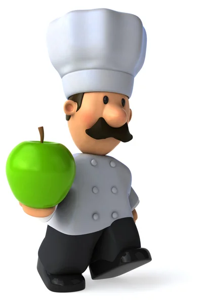 Cartoon chef-kok met apple — Stockfoto