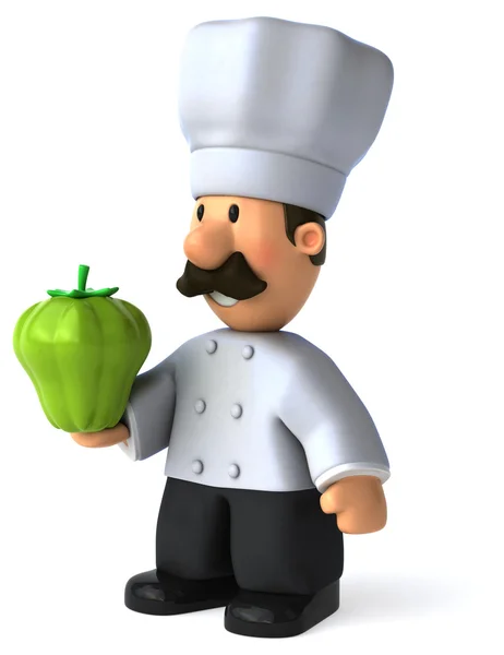 Cartoon Chef with green pepper — Stock Photo, Image