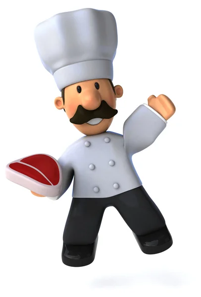 Cartoon Chef with steak — Stock Photo, Image