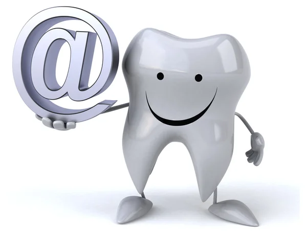 Fun tooth with email sign — Stock Photo, Image