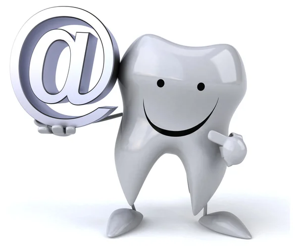 Fun tooth with email sign — Stock Photo, Image