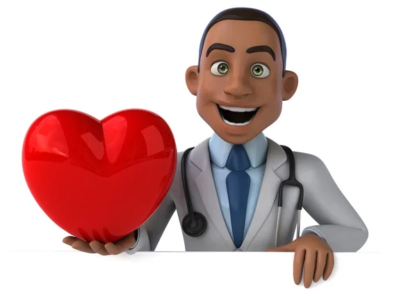 Fun doctor with  red heart — Stock Photo, Image